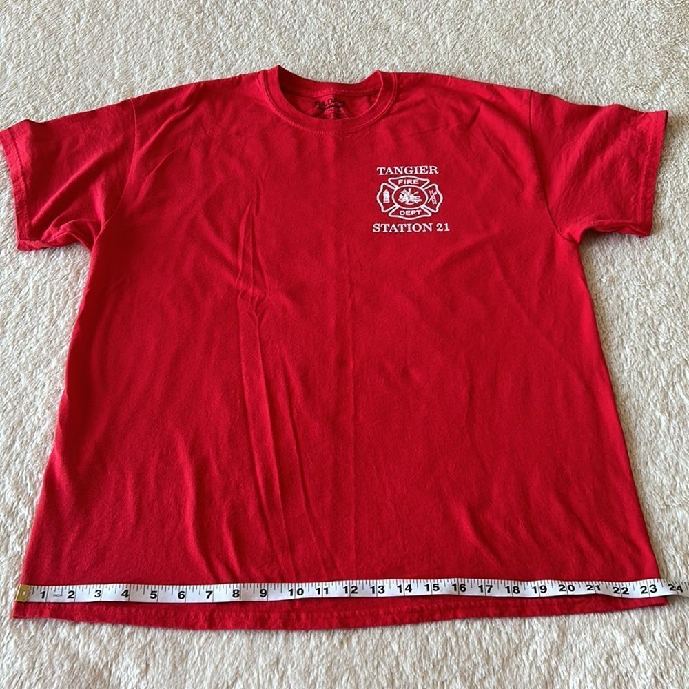 Tanger fire station 21 red short sleeve shirt size XL - Picture 11 of 16